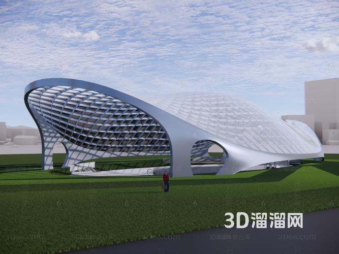 现代地铁站交通建筑su模型